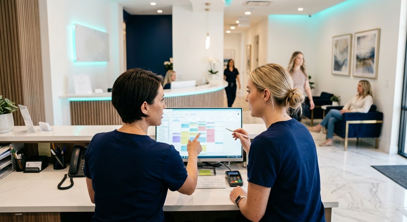 Front desk staff coordinating schedules